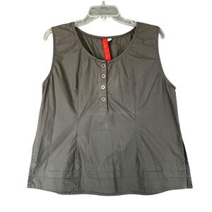 EWA I WALLA Sleeveless Cotton Poplin Blouse Grey Size Large FLAWS